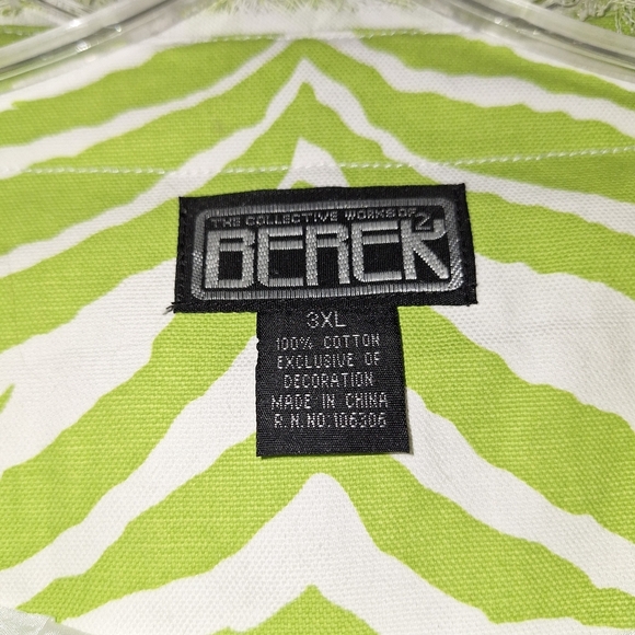 Berek  Green Zebra Print Blazer 100% Cotton Jacket Size 3XL - Picture 4 of 10